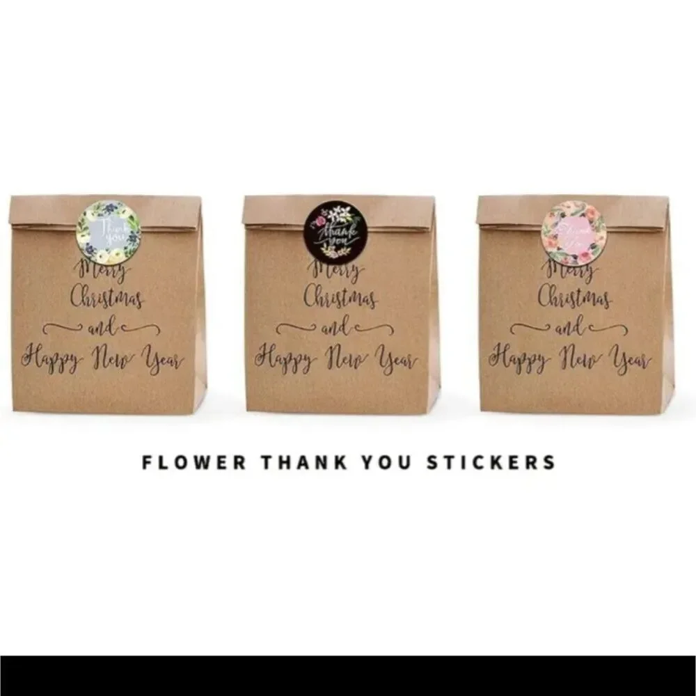 1000 pc floral thank you stickers roll stationary